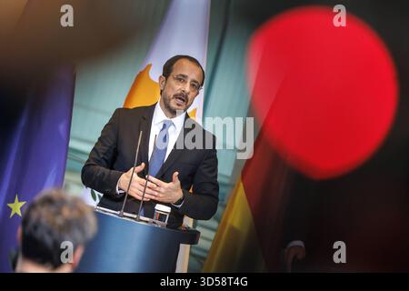 Pressekonferenz mit Präsident der Republik Zypern, Nikos Christodoulides und Bundeskanzler Friedrich Merz CDU, im Bundeskanzleramt in Berlin am 14. November 2025. Berlin Berlin Deutschland Kanzleramt *** Pressekonferenz mit dem Präsidenten der Republik Zypern, Nikos Christodoulides und Bundeskanzler Friedrich Merz CDU , am 14. November 2025 im Bundeskanzleramt Berlin Berlin Stockfoto