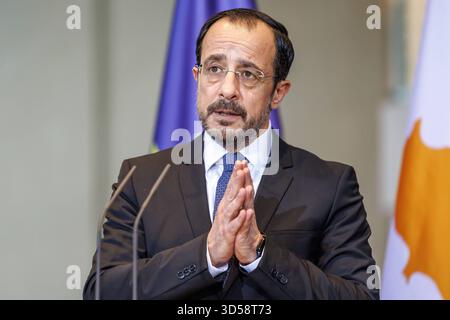 Pressekonferenz mit Präsident der Republik Zypern, Nikos Christodoulides und Bundeskanzler Friedrich Merz CDU, im Bundeskanzleramt in Berlin am 14. November 2025. Berlin Berlin Deutschland Kanzleramt *** Pressekonferenz mit dem Präsidenten der Republik Zypern, Nikos Christodoulides und Bundeskanzler Friedrich Merz CDU , am 14. November 2025 im Bundeskanzleramt Berlin Berlin Stockfoto