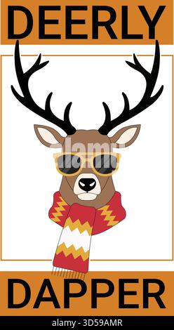 Deerly Dapper Geweih Mode Weihnachts-T-Shirt Stock Vektor
