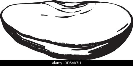 Einzelner Samen auf weißem Hintergrund mit detaillierter Textur und organischer Kontur, botanische Linearstudie für Verpackungen redaktionell, Schwarz-weiß-Vektor-handgezeichnete Illustration im Linienart-Stil. Stock Vektor