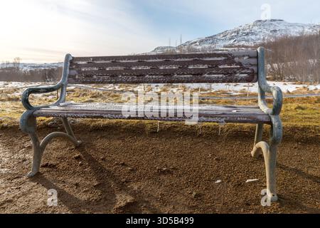 Winterszenen aus Island, die die berühmten Wahrzeichen und die natürliche Schönheit der Insel zeigen Stockfoto