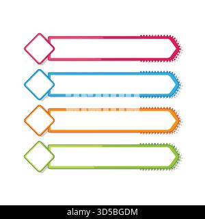 Bunte Infografik-Vorlage mit vier horizontalen Bannern auf weißem Hintergrund Stock Vektor