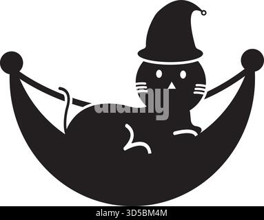 Gemütliche Katze Hängematte Grafik Weihnachten Kätzchen Haustier Bett Illustration Design Download. Stock Vektor