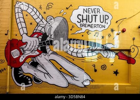 Ein Wandbild in der Gasse hinter Bremerton Schreibmaschine Company/ Stockfoto