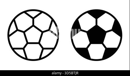 Dieses Bild zeigt zwei einfache Fußballsymbole in Schwarz-weiß. Diese minimalistischen Symbole sind ideal für sportliche Designs und können Grafikprojekte verbessern Stock Vektor