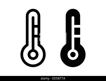 Elegante schwarz-weiße Thermometersymbole, die Temperatur- und Wetterbedingungen visuell darstellen. Ideal für Bildungs- und Designzwecke. Stock Vektor