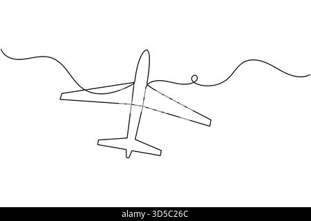 Durchgehende Linienzeichnung im Flugzeug mit einfachem minimalistischem Business-Konzept Stock Vektor