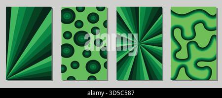 Grünes abstraktes geometrisches Muster-Paket | Moderne Vektorhintergründe | minimalistische Verlaufsformen | Digital Paper Texture Pack für Design, Wallpaper Stock Vektor