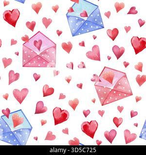 Nahtloses Muster mit Herzen, Valentinstag Stockfoto