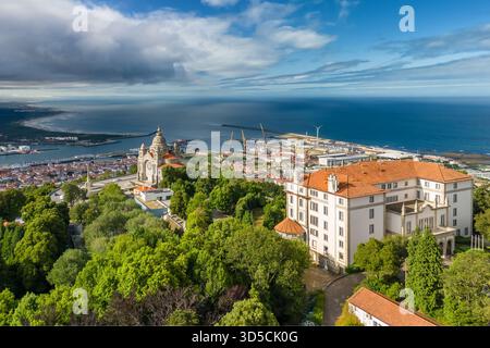 Luftfahrt des Heiligtums Santa Luzia in Viana do Castelo, Portugal Stockfoto