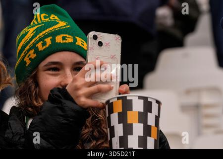 Torino, Italien. November 2025. Fans vor dem Spiel der Quilter Nations Series 2025 zwischen Italien und Südafrika im Juventus-Stadion in Turin, Nordwesten Italiens - 15. November 2025. Sport - Fußball (Foto: Fabio Ferrari/LaPresse) Credit: LaPresse/Alamy Live News Stockfoto