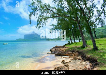 Wunderschöne Küstenlandschaft, Le Morne, Mauritius Stockfoto