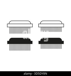 Kämmen Sie Haarwerkzeuge. Schwarz-weiße Vektorelemente. Lineare Volumenkörperobjekte. Einfacher Grafiksatz. EPS 10. Stock Vektor
