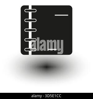 Notebook-Papierkorb. Einfaches Tagebuch. Schwarzer Objektvektor. Isolierter Buchschatten. EPS 10. Stock Vektor