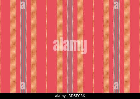 Dandom Vektor Streifen Stoff, Rose nahtlose Textur Textil. Vertikales Muster hinterlegt den Hintergrund in den Farben Rot und Gelb. Stock Vektor