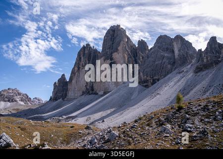 Tre Cime di Lavadero. Dolomiten. Italien. Stockfoto