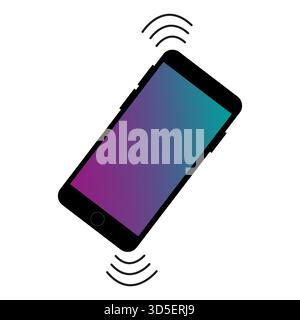 Vibrierender Smartphone-Vektor. Mobiltelefon schüttelt. Alarm im Silent-Modus. Klingelbewegung des Geräts. Stock Vektor