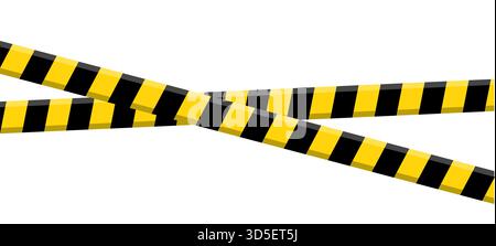 Abbildung mit Schutzband. Gelbe schwarze Streifen. Gefahrenlinie Vektor. Abbildung der Warnbarriere. Stock Vektor