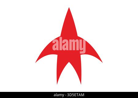 Rote abstrakte fünfzackige Sternform Illustration isoliert auf weißem Hintergrund, Vektor Stock Vektor