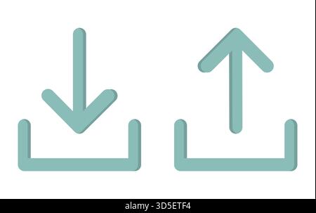 Upload-Pfeile herunterladen. Datenübertragungssymbole. Abbildung des Vektorprozesses. Symbole zum Verschieben von Dateien. Stock Vektor