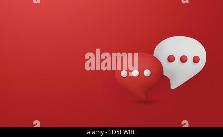 Minimalistische 3D-Chat-Symbole für Konversationskonzepte, Ideenaustausch und laufende Diskussionen in Apps oder Websites Stock Vektor
