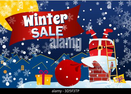 Großes Banner für den Winterverkauf. Abzeichen, Etikett, Werbebanner für den Winter. Sonderangebot für den Winter. Stock Vektor