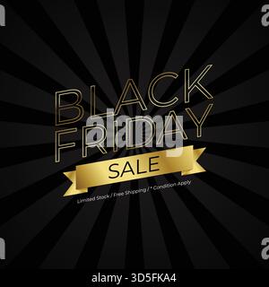 Vektor 3D-Texteffekt Black friday mit luxuriösem Hintergrund, Black Friday Sale bis zu 50 Prozent Rabatt auf jetzt kaufen Banner-Vorlage Stock Vektor