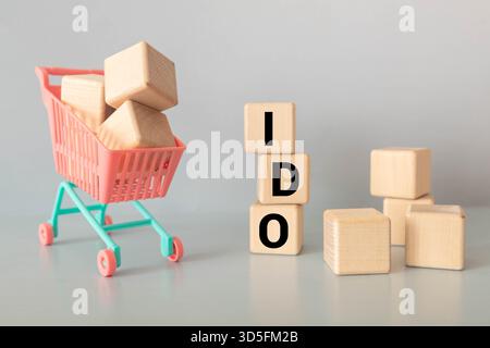 Word-Ido-Sprache, gedruckt auf dem Weißpapier-Makro Stockfoto
