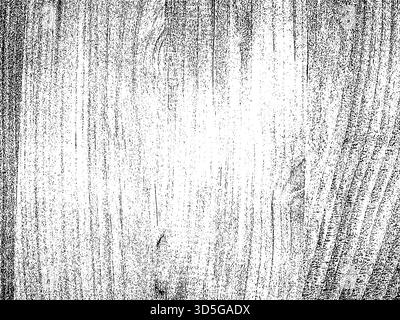 Schwarz-weiße Vektor-Illustration einer gestörten Holzmaserung. Diese Grunge-Overlay verfügt über ein natürliches Holzbrettmuster Stock Vektor