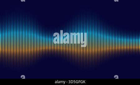 Bunte vertikale Linien, die ein leuchtendes Wellenmuster bilden, das Hochfrequenz auf einem dunklen Hintergrund ähnelt, Vektorillustration Stock Vektor