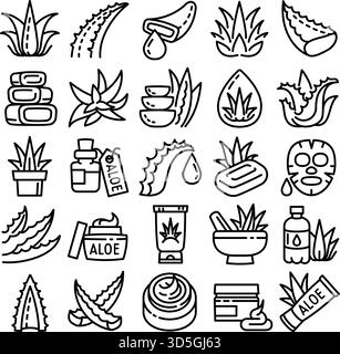 Aloe Symbole gesetzt. Umrisse der Aloe Vector Icons für Web Design auf weißem Hintergrund Stock Vektor
