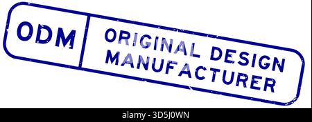 Grunge blau ODM Original Design Hersteller Wort quadratischer Gummisiegelstempel auf weißem Hintergrund Stock Vektor