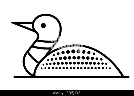 Gebräuchliches geometrisches Loon-Logo. Symbol für Schwarzweiß-Linien, einfache Miniatur-Vektor-Clipgrafik. Stock Vektor