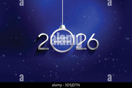 Happy New Year Wallpaper Hintergrund 2026 Feier festlicher Feiertag Grußkarte Design Grafikbild Stock Vektor
