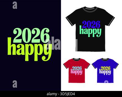 Freuen Sie sich auf das Jahr 2026 mit Happy Celebration und farbenfrohen Designs Stock Vektor