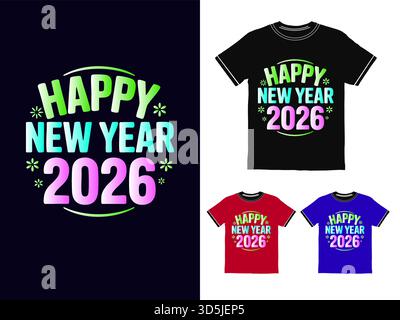 Spannende grafische Designvorlage für das „Happy New Year 2026“ für Bekleidungsprodukte Stock Vektor