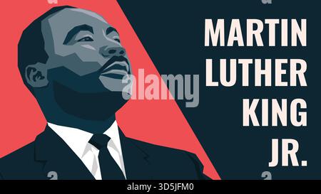 Martin Luther King Jr Bold Graphic Porträt Rot Schwarz Design Stock Vektor