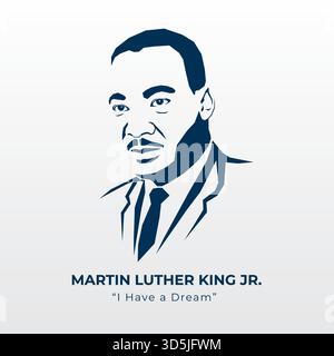 Martin Luther King Jr Minimalist Line Art Porträt mit Zitat Stock Vektor