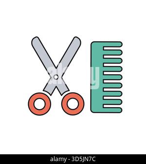 Professionelle Friseurwerkzeuge zum Schneiden und Stylen von Haaren, für Friseur, Pflege, Kosmetik und Mode Stock Vektor