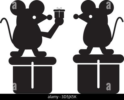 Christmas Mice Graphics: Niedliches Kleines Tierdesign. Stock Vektor