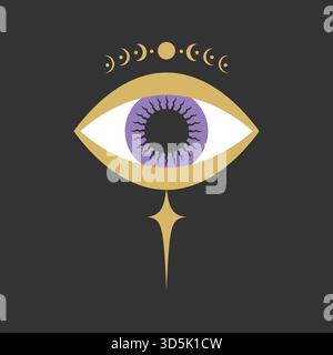Himmlisches magisches heiliges Auge Emblem. Symbol für alle sehenden Augen. Vektorabbildung Stock Vektor
