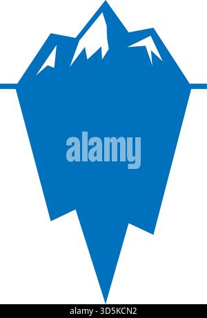 Blauer Eisberg mit verschneiten Berggipfeln. Vector Frozen Peak Design für Klima-, Arktis-, Expeditions-, Reise- und Umweltkonzepte. Stock Vektor