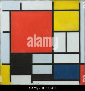 Komposition mit großer roter Ebene, Gelb, Schwarz, Grau und Blau, 1921 von Piet Mondrian Stock Vektor