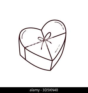 Hand Gezeichnete Herz Geschenkbox Doodle Illustration Stock Vektor