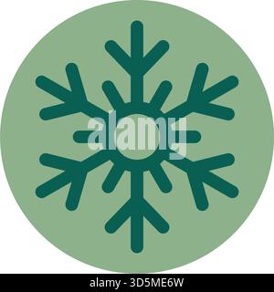 Grünes Kreisetikett Mit Schneeflocken-Ornament-Symbol Stock Vektor