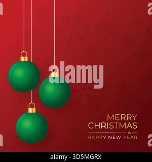 Weihnachtsschmuck Glaskugel mit Schnee innen. Weihnachtsdekoration transparente Kugel leer, hängt an goldenem Band, goldenes Glitzerkonfetti, Bokeh Stock Vektor