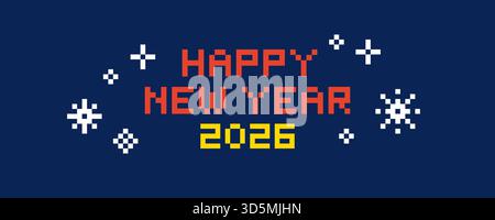 Happy New Year 2026 Pixel Stock Vektor