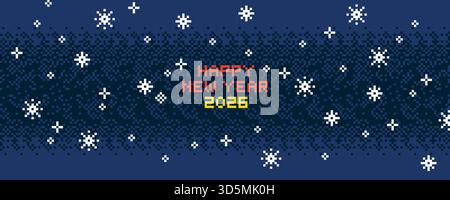 Pixel Happy New Year Banner Stock Vektor