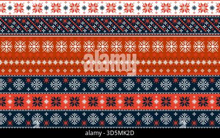 Nahtloses Muster Für Winterpullover Mit Pixelmuster Stock Vektor