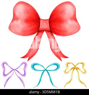 Bögen. Digitale Aquarellabbildung eines Bogensatzes. Clipart auf weißem Hintergrund für Einladungen und Karten, Verpackungen, Poster, Banner und Druck Stockfoto